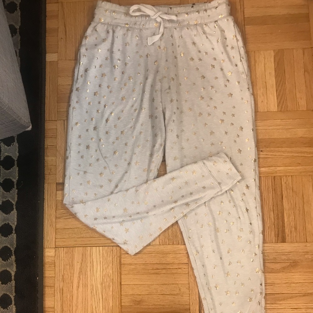 Gray sweats with tiny gold stars